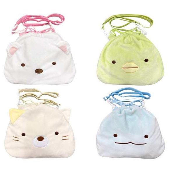 San-x Sumikko gurashi Large Plush Pouch Drawstring Pouch Lizard Crossbody Bag - Picture 14 of 14